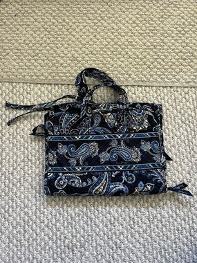 Vera Bradley Navy and Light Blue Paisley Quilted Toiletry Bag